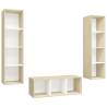 3 Piece TV Cabinet Set - White & Sonoma Oak | Hipo Market