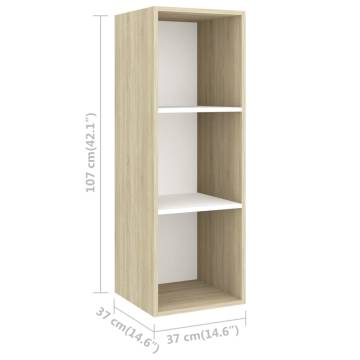 3 Piece TV Cabinet Set - White & Sonoma Oak | Hipo Market