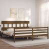 Honey Brown Solid Wood Bed Frame with Headboard - 200x200 cm