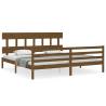 Honey Brown Solid Wood Bed Frame with Headboard - 200x200 cm