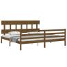 Honey Brown Solid Wood Bed Frame with Headboard - 200x200 cm