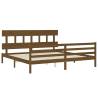 Honey Brown Solid Wood Bed Frame with Headboard - 200x200 cm