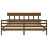 Honey Brown Solid Wood Bed Frame with Headboard - 200x200 cm