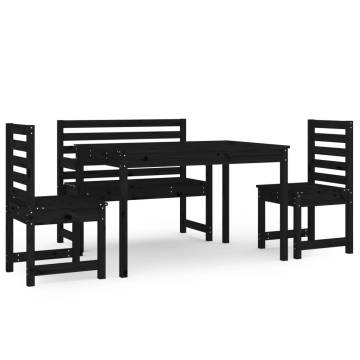 4 Piece Black Solid Wood Pine Garden Dining Set | Hipo Market