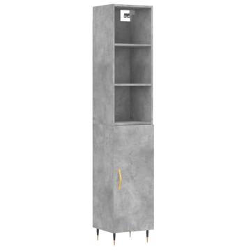 Stylish Highboard in Concrete Grey - 34.5x34x180 cm