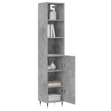 Stylish Highboard in Concrete Grey - 34.5x34x180 cm