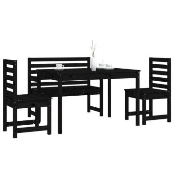 4 Piece Black Solid Wood Pine Garden Dining Set | Hipo Market