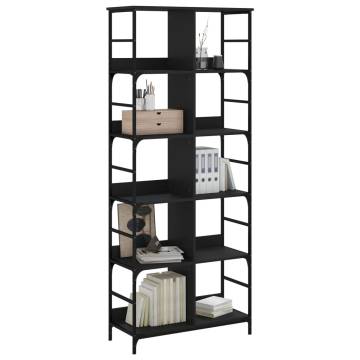 Black Bookshelf 78.5x33x188.5 cm - Engineered Wood Storage