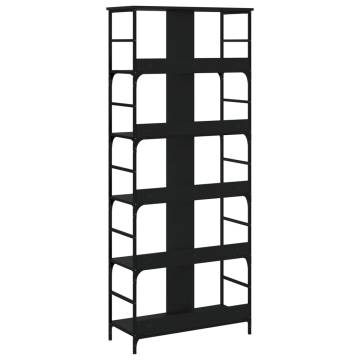 Black Bookshelf 78.5x33x188.5 cm - Engineered Wood Storage