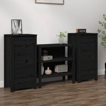 Modern Black Sideboards - 2 pcs Solid Pine for Your Living Room