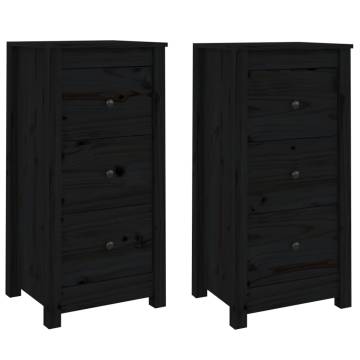 Modern Black Sideboards - 2 pcs Solid Pine for Your Living Room