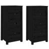 Modern Black Sideboards - 2 pcs Solid Pine for Your Living Room