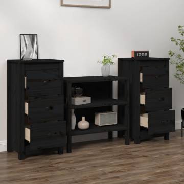 Modern Black Sideboards - 2 pcs Solid Pine for Your Living Room