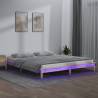 LED Bed Frame 150x200 cm King Size - Solid Wood & LED Lights