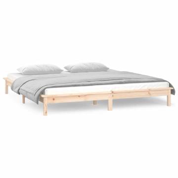 LED Bed Frame 150x200 cm King Size - Solid Wood & LED Lights