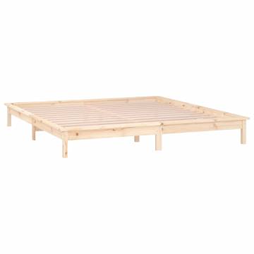 LED Bed Frame 150x200 cm King Size - Solid Wood & LED Lights