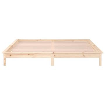 LED Bed Frame 150x200 cm King Size - Solid Wood & LED Lights