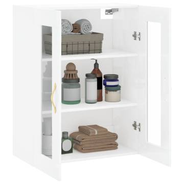 High Gloss White Wall Mounted Cabinet - 69.5x34x90 cm