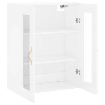 High Gloss White Wall Mounted Cabinet - 69.5x34x90 cm