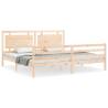 Solid Wood Bed Frame with Headboard 200x200 cm | Hipo Market