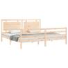 Solid Wood Bed Frame with Headboard 200x200 cm | Hipo Market