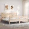 Solid Wood Bed Frame with Headboard 200x200 cm | Hipo Market