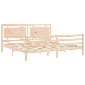 Solid Wood Bed Frame with Headboard 200x200 cm | Hipo Market