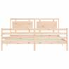 Solid Wood Bed Frame with Headboard 200x200 cm | Hipo Market