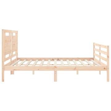 Solid Wood Bed Frame with Headboard 200x200 cm | Hipo Market