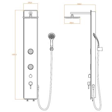 SCHÜTTE Anthracite Glass Shower Panel with Mixer - Hipomarket