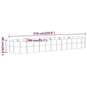 Garden Raised Bed Powder-coated Steel 510x140x68 cm Green