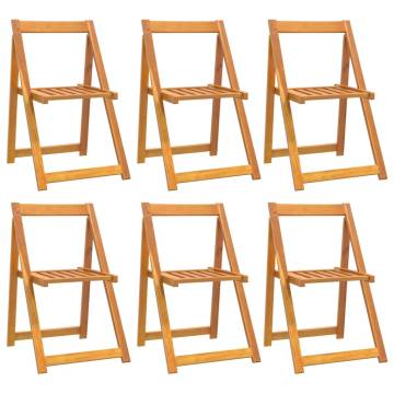 Folding Garden Chairs - 6 Pcs Solid Acacia Wood | HipoMarket