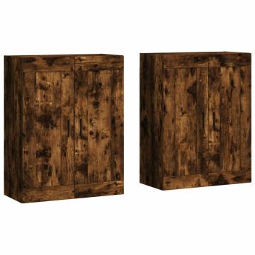 Elegant Wall Mounted Cabinets - Smoked Oak - 2 pcs