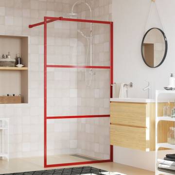 Walk-in Shower Wall with Clear ESG Glass - Red 100x195 cm