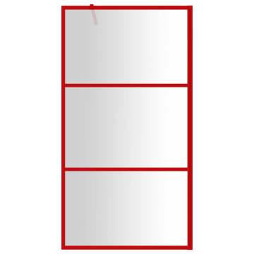 Walk-in Shower Wall with Clear ESG Glass - Red 100x195 cm