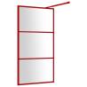 Walk-in Shower Wall with Clear ESG Glass - Red 100x195 cm