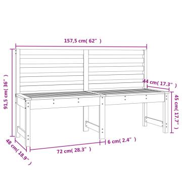 Garden Bench Black 157.5 cm Solid Wood Pine - Hipomarket