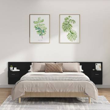 Stylish Black Bed Headboard with Cabinets | HipoMarket