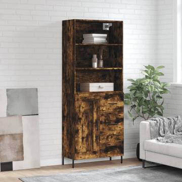 Stylish Highboard in Smoked Oak - 69.5x34x180 cm