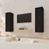 Wall Cabinets 2 pcs Black - Solid Pinewood - 30x30x100 cm