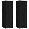 Wall Cabinets 2 pcs Black - Solid Pinewood - 30x30x100 cm