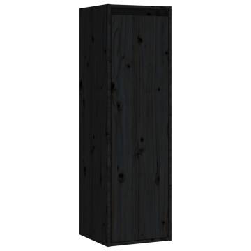 Wall Cabinets 2 pcs Black - Solid Pinewood - 30x30x100 cm