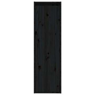 Wall Cabinets 2 pcs Black - Solid Pinewood - 30x30x100 cm