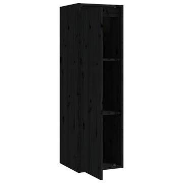 Wall Cabinets 2 pcs Black - Solid Pinewood - 30x30x100 cm