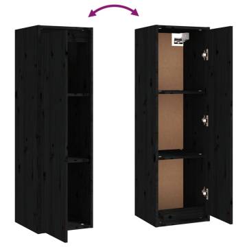 Wall Cabinets 2 pcs Black - Solid Pinewood - 30x30x100 cm