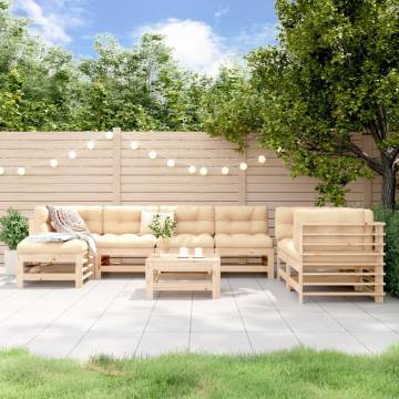 8 Piece Garden Lounge Set Solid Pine - Stylish Outdoor Seating