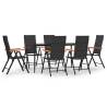 7 Piece Garden Dining Set - Black & Brown Poly Rattan