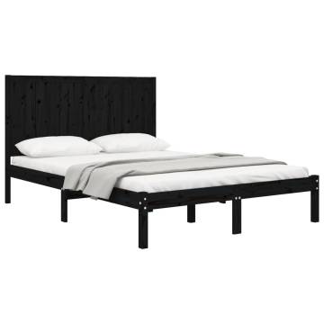 Black Solid Wood Pine Bed Frame 140x190 cm - Modern Style