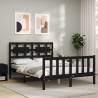 Bed Frame with Headboard Black 140x200 cm Solid Wood Colour black Size 140 x 200 cm 