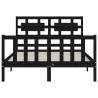 Black Solid Wood Bed Frame with Headboard 140x200 cm - HipoMarket